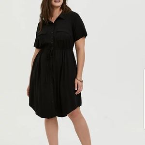 Torrid Black Twill Button Up Dress